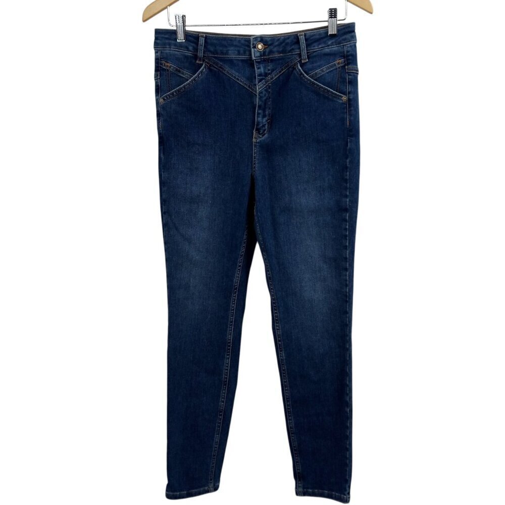 We The Free People Riley Daybreaker Skinny Jeans Size 32 Blue Medium Wash Seams